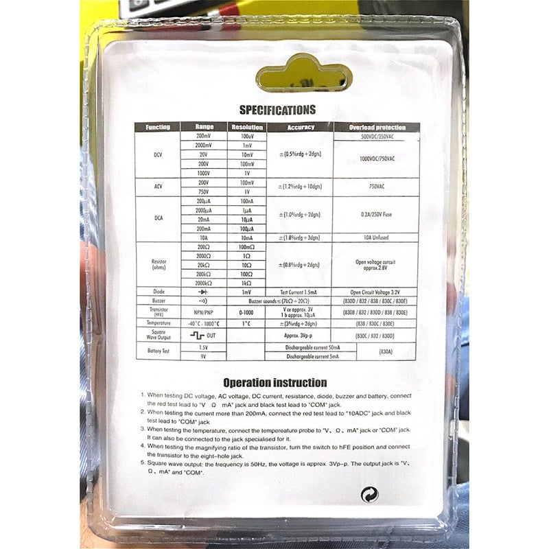 DT-830D digitalni multimetar s buzzerom, kompaktan ručni, LCD zaslon