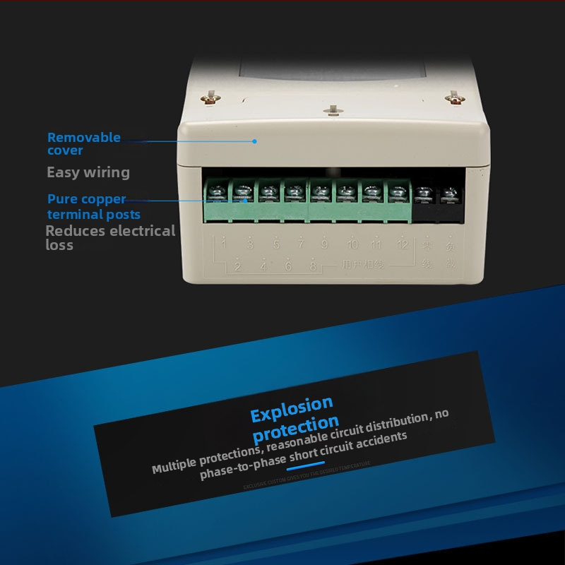 Contor monofazat CKJ-F6 – curent de bază 5 A; clasa de precizie 0,5; tensiune de referință 220 V; frecvență 50 Hz.