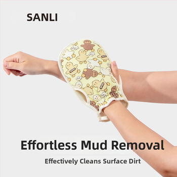 Sanli Ръкавица за баня за ексфолиация, смесен материал, водопоглъщане 0–5 сек, единична 10‑нишна прежда, SKU czj33