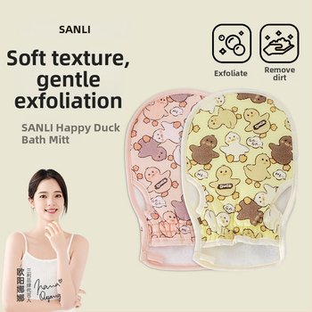 Sanli Ръкавица за баня за ексфолиация, смесен материал, водопоглъщане 0–5 сек, единична 10‑нишна прежда, SKU czj33