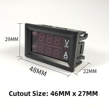OKRUI DCSX DC волт-амперметър с двойен дисплей, 0-100V / 0-100A, вход 4-30V, точност 1%