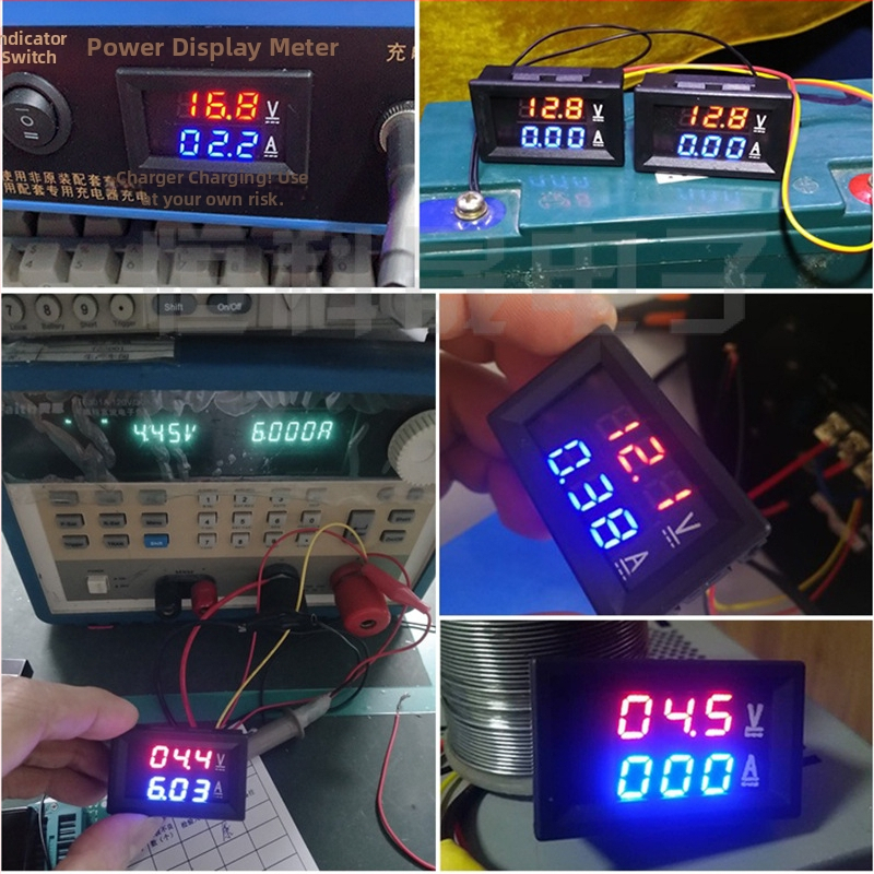 OKRUI DCSX DC волт-амперметър с двойен дисплей, 0-100V / 0-100A, вход 4-30V, точност 1%