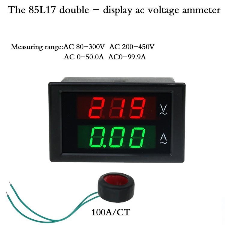 DL85-2042A voltmetru-ampermetru digital cu afișaj dual, AC 80-300V, 100A, precizie 1%