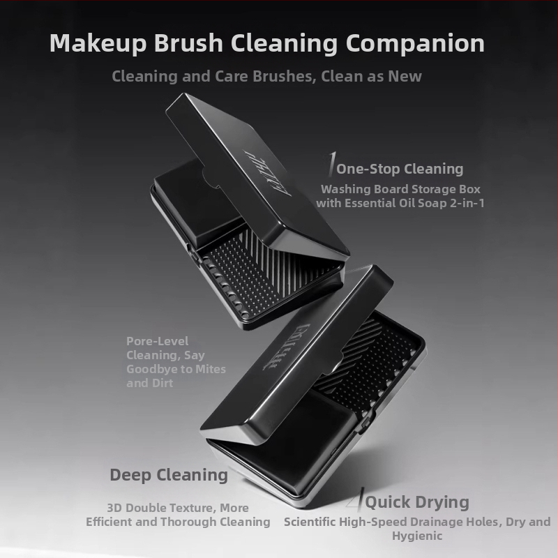 Litchi Tree Washboard – Curățitor de Pensule pentru Machiaj cu Săpun, 60 g, Include Cutie de Curățare și Cutie de Uscare