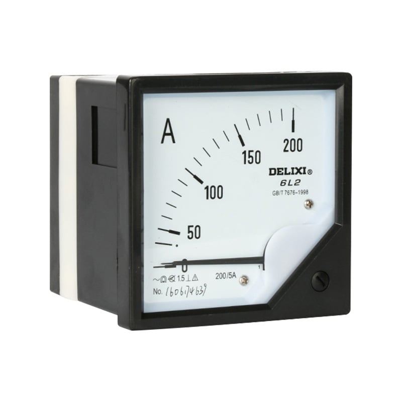 Delixi 6L2 ampermetar, 80×80 mm, mjerni uređaj za struju s rasponima 200/5, 300/5, 100/5, 500/5, 600/5, tip pokazivača
