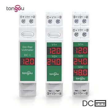 Tongou DC voltmetar TOVME-D, inteligentni LED digitalni zaslon, raspon napona 11–310 V, montaža na DIN šinu
