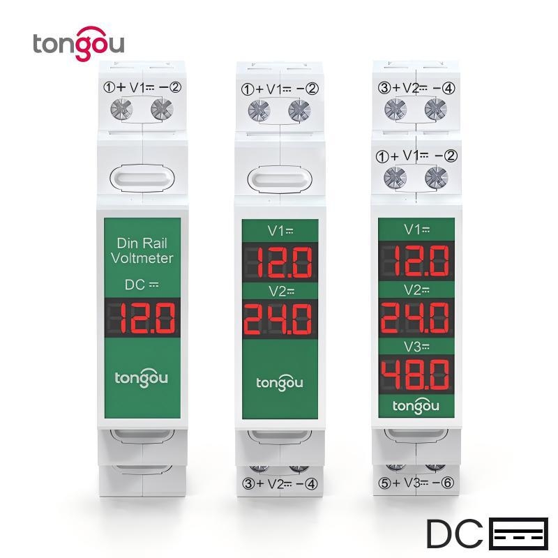 Tongou DC voltmetar TOVME-D, inteligentni LED digitalni zaslon, raspon napona 11–310 V, montaža na DIN šinu