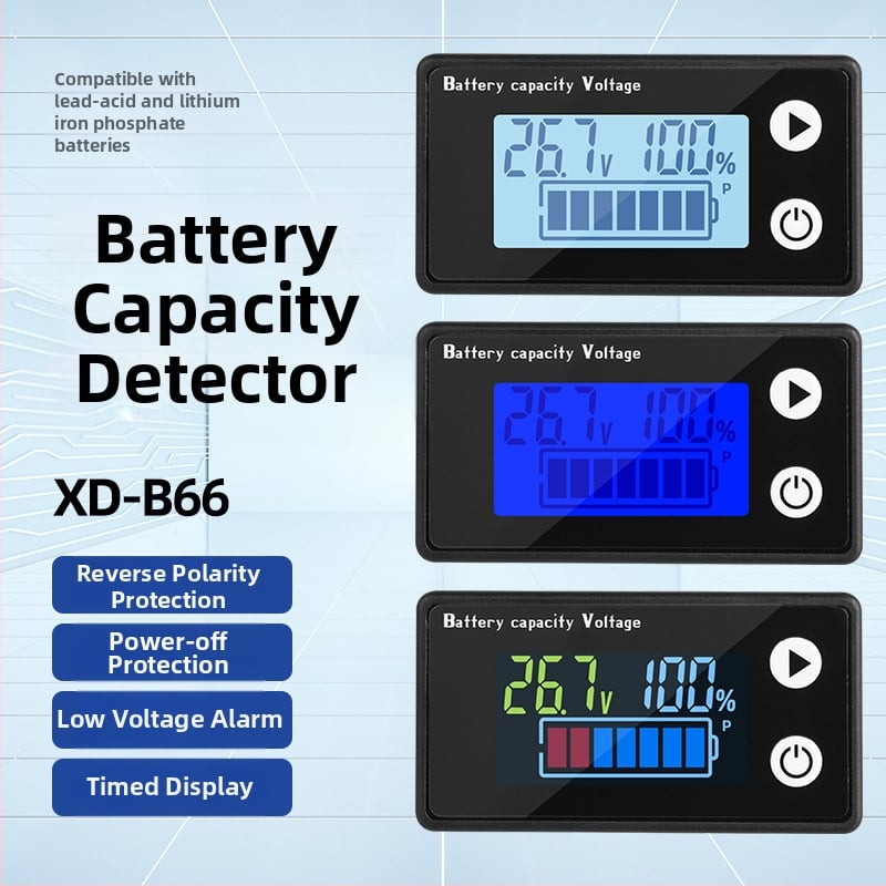 Dvožilni LCD digitalni voltmetar 9-100V, prikaz napona i napunjenosti baterije