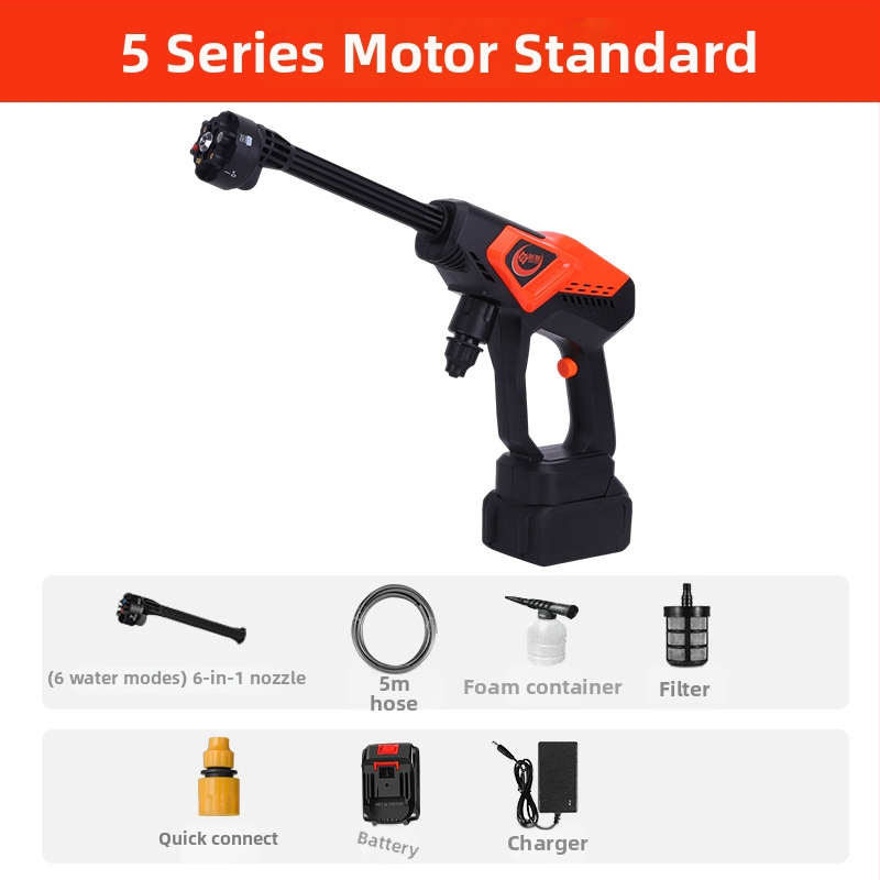 Pištoľ na umývanie auta, bezdrôtová s Li-ion batériou, vysoký tlak, plne automatická (Značka: Bo xi)