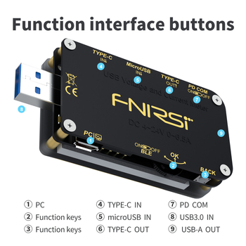 Fnirsi FNB48S USB mjerni uređaj za napetost i struju, višenamjenski tester brzog punjenja QC/PD protokola