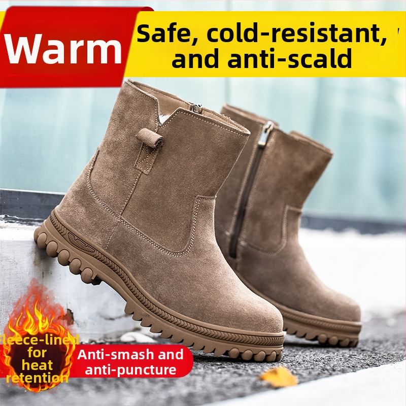 Bezpečnostná pracovná obuv s oceľovou špičkou, proti nárazu a prepichnutiu, zimná izolácia, vysoký členok