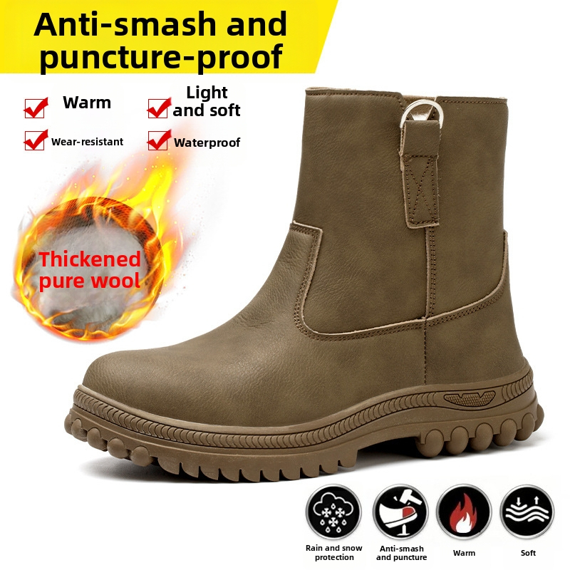 Bezpečnostná pracovná obuv s oceľovou špičkou, proti nárazu a prepichnutiu, zimná izolácia, vysoký členok