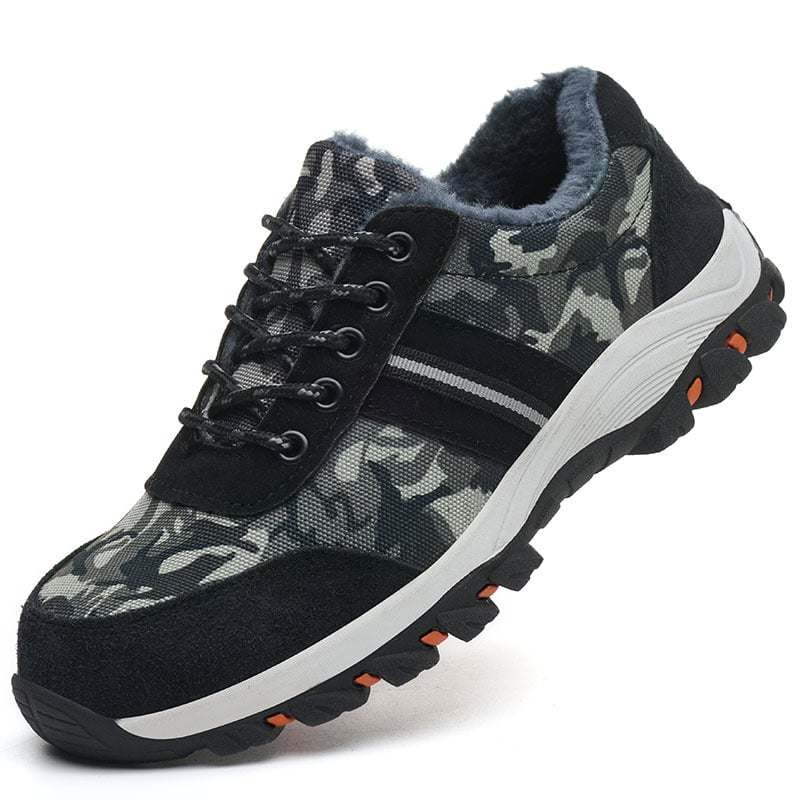 Pantofi de protecție cu vârf din oțel, anti-șoc și anti-perforație, izolați, ușori, Material: piele velur + Oxford