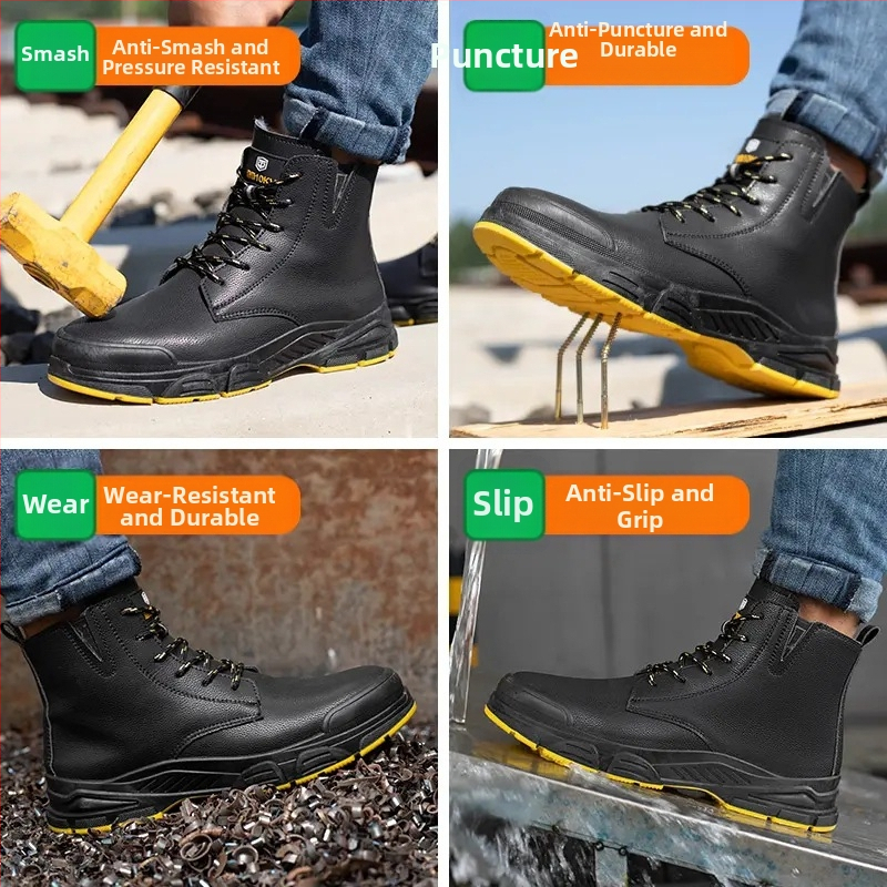 Χειμερινά εργατικά παπούτσια με μόνωση έως 10 kV, αντι-χτύπη και αντι-διάτρησης, δέρμα μικροϊνών, μεσαίο ύψος, προστασία δακτύλων