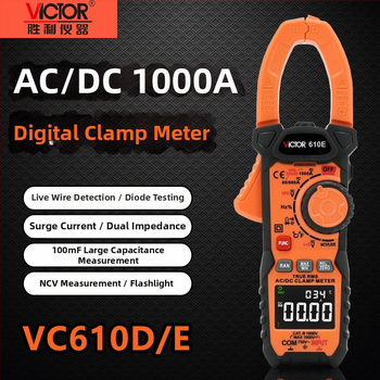Victor VC615B digitalni klipsni ampermetar s pravom RMS vrijednošću, mjerenje AC/DC, automatski raspon, visoka preciznost, zaštita od pregrijavanja
