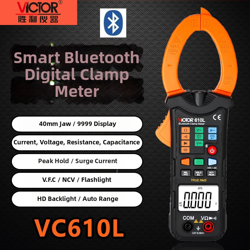 Victor VC615B digitalni klipsni ampermetar s pravom RMS vrijednošću, mjerenje AC/DC, automatski raspon, visoka preciznost, zaštita od pregrijavanja