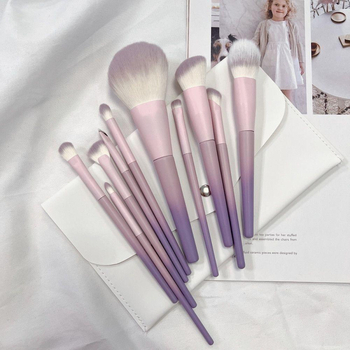 Sminkecsetkészlet – Úti kiadás hordozható tárolótáskával, 10 darab, szintetikus sörték, műanyag nyél