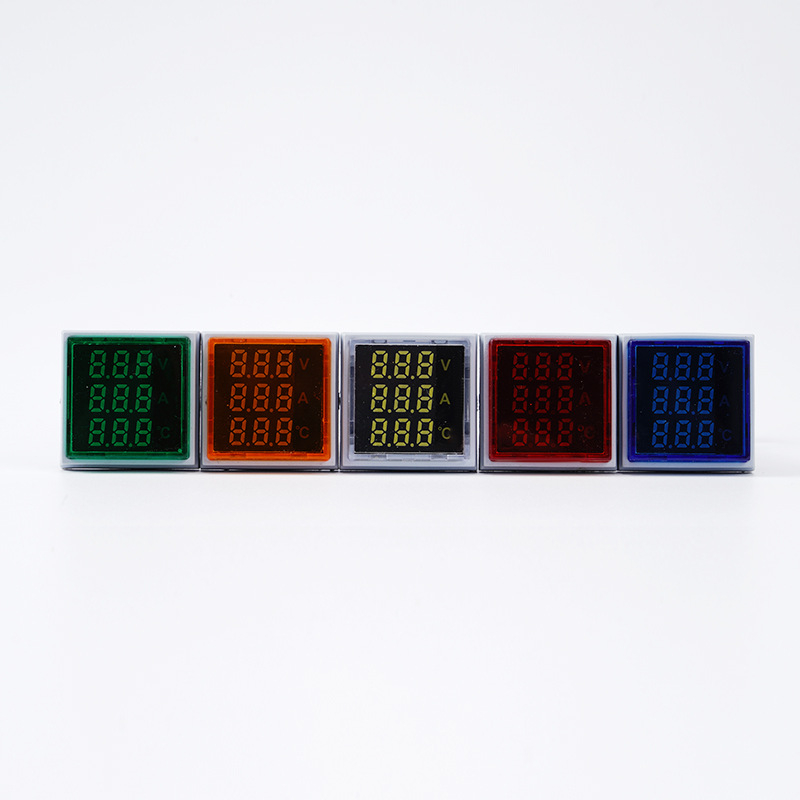 22 mm AC kvadratni LED prikaz za temperaturu s poklopcem, AD16-22VAT, ampermetar, voltmetar i termometar
