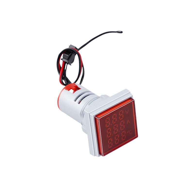 22 mm AC kvadratni LED prikaz za temperaturu s poklopcem, AD16-22VAT, ampermetar, voltmetar i termometar