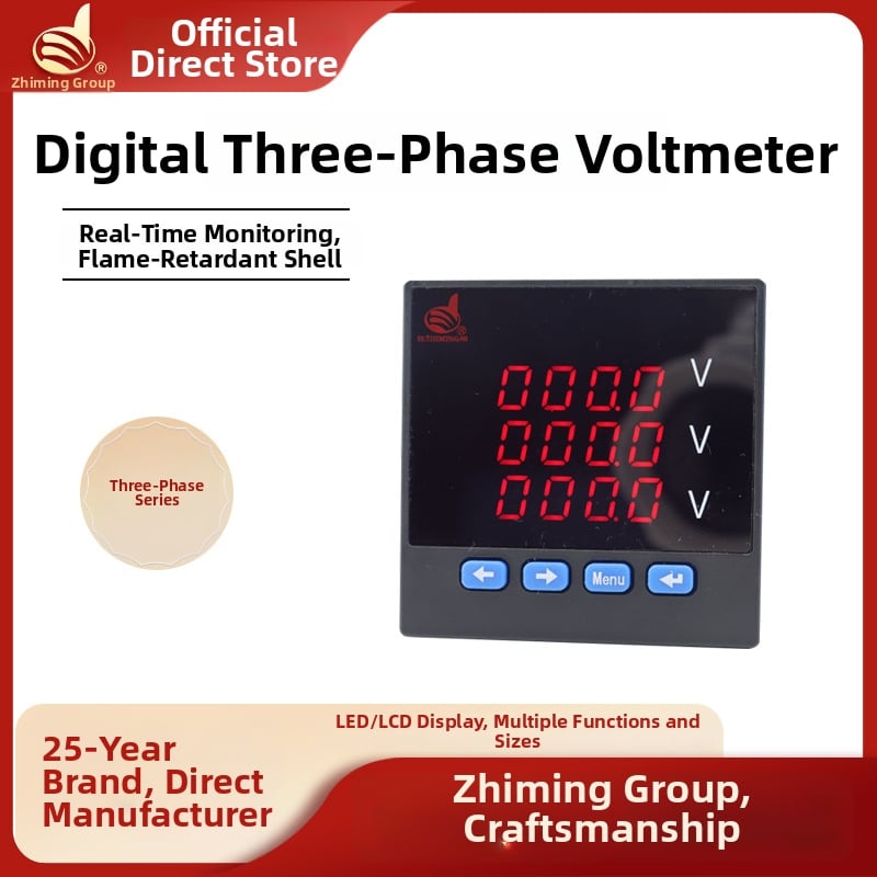 Háromfázisú digitális feszültségmérő és ampermérő — nagy pontosságú AC mérés, digitális kijelző, feszültség mérési hiba 0,4