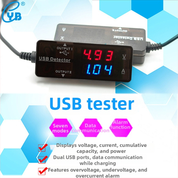USB voltmetar i ampermetar s digitalnim dvostrukim zaslonom za testiranje USB napajanja (telefoni, vanjska baterija i tablet)