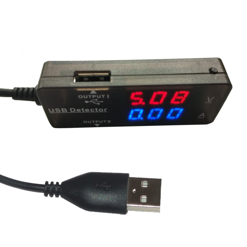 USB voltmetar i ampermetar s digitalnim dvostrukim zaslonom za testiranje USB napajanja (telefoni, vanjska baterija i tablet)