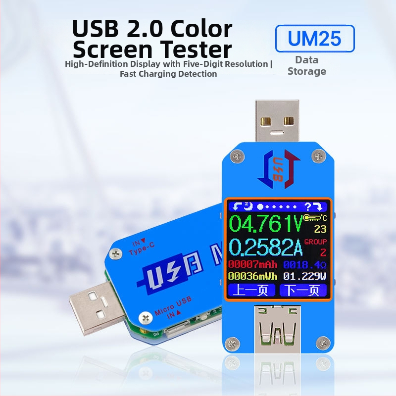 RIDEN UM25 mjerni instrument za napone i struje s USB 2.0 i Type-C sučeljem, točnost mjerenja napona ±0.5‰