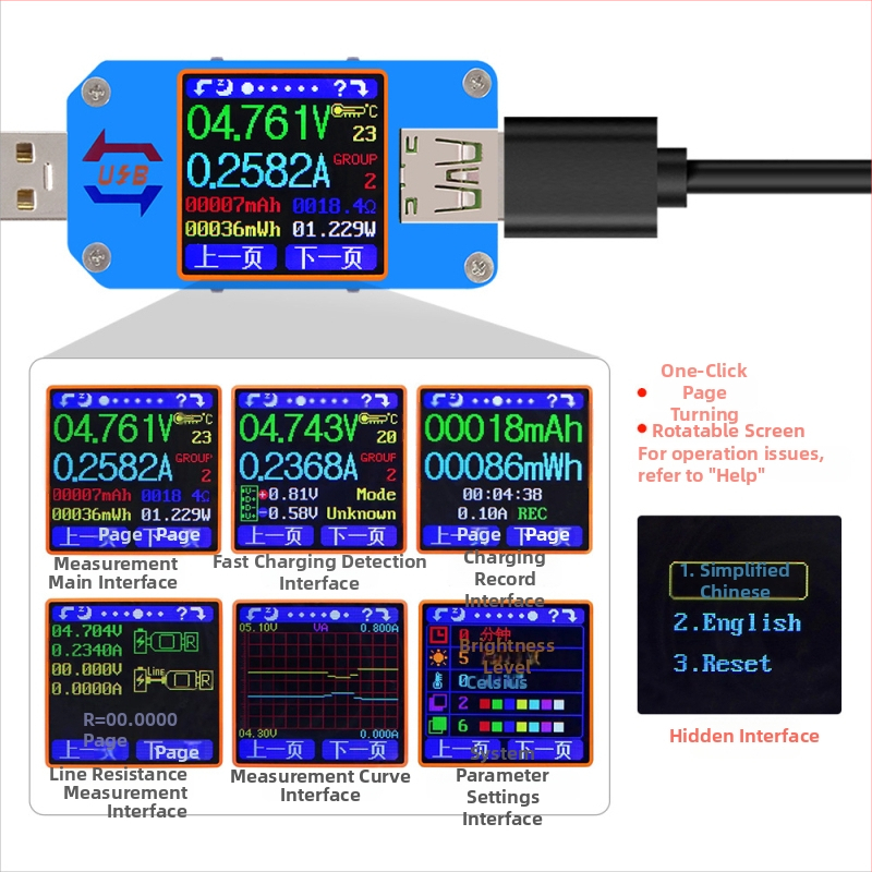 RIDEN UM25 mjerni instrument za napone i struje s USB 2.0 i Type-C sučeljem, točnost mjerenja napona ±0.5‰