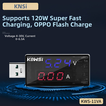 KWS-11VA Digitálny USB tester s voltmetrom a ampermetrom — max 6,5 A, 120 W