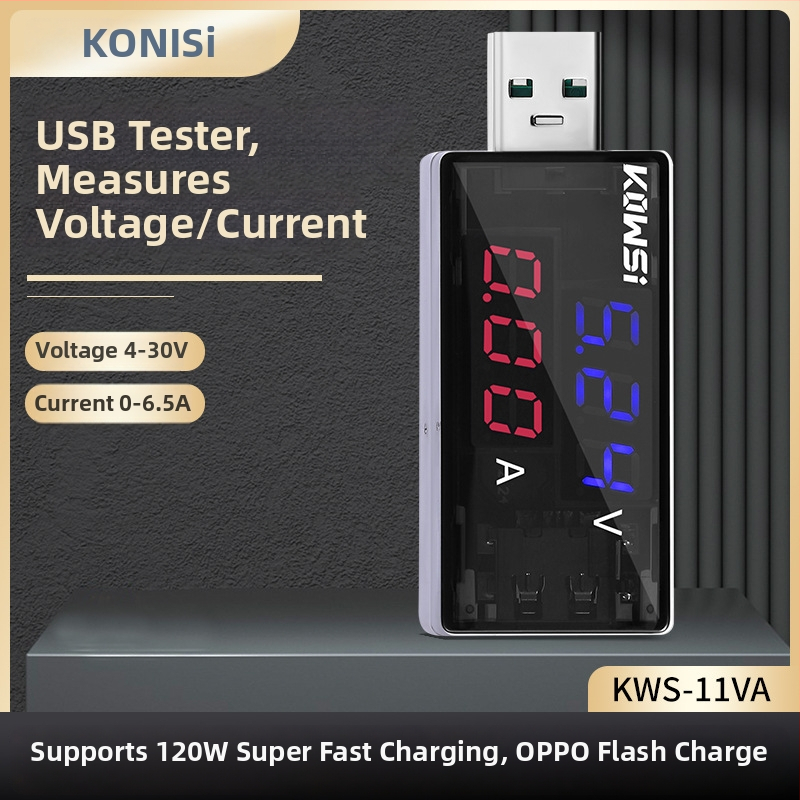 KWS-11VA Digitálny USB tester s voltmetrom a ampermetrom — max 6,5 A, 120 W