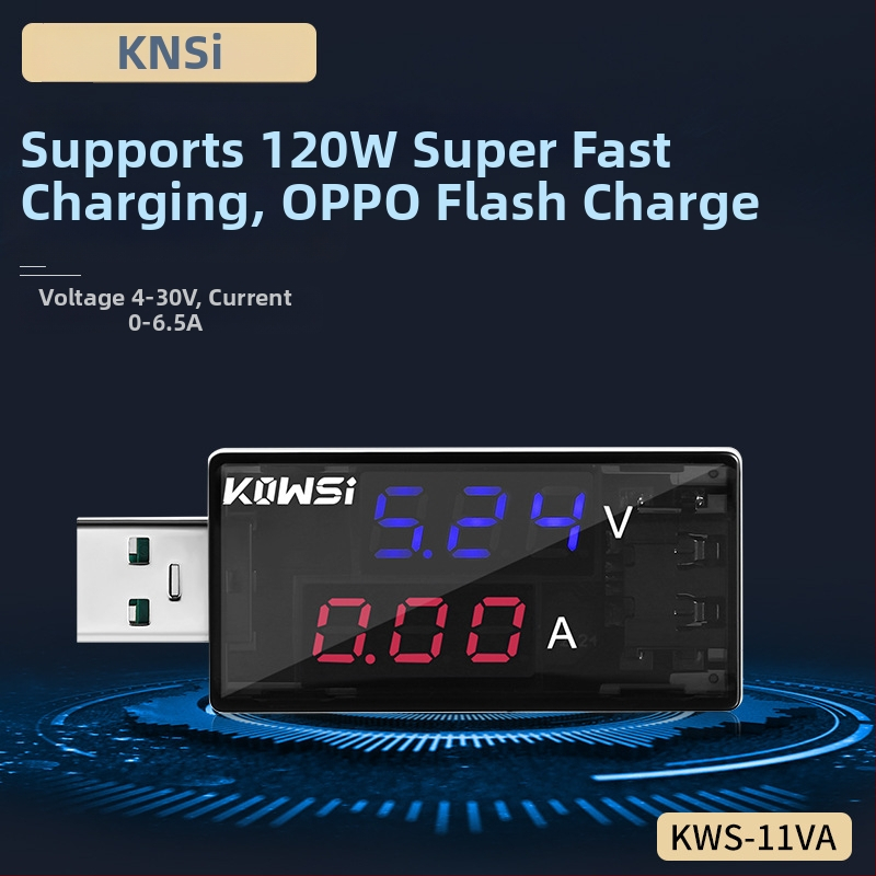 KWS-11VA Digitálny USB tester s voltmetrom a ampermetrom — max 6,5 A, 120 W