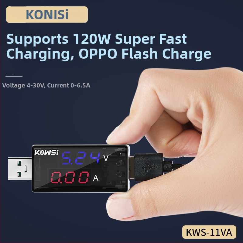 KWS-11VA Digitálny USB tester s voltmetrom a ampermetrom — max 6,5 A, 120 W
