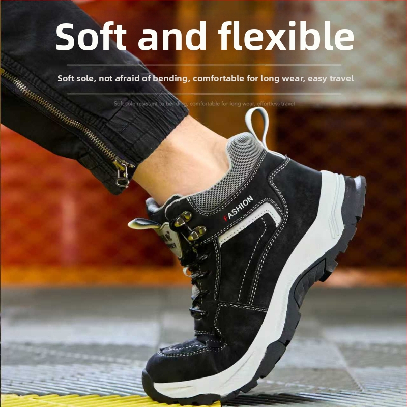 Izolované bezpečnostné pracovné topánky pre teplo; ochrana proti prepichnutiu a proti nárazu; horná časť z mikrovláknovej kože; vysoký horný diel; ochranný prst z plasticko-oceli.