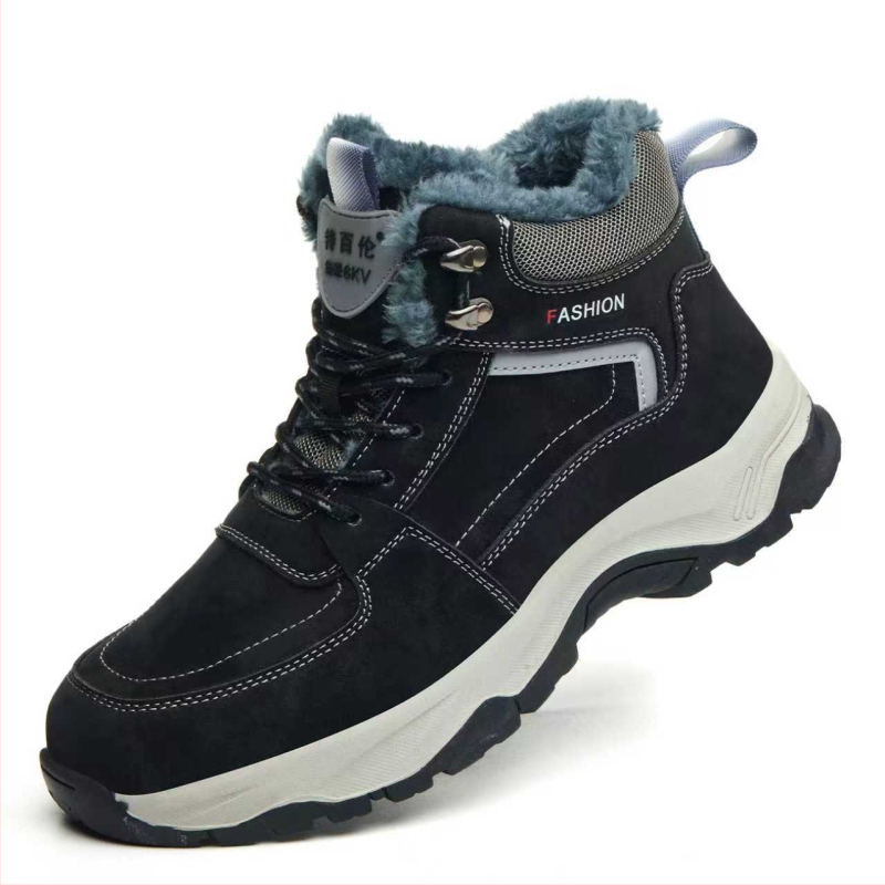 Izolované bezpečnostné pracovné topánky pre teplo; ochrana proti prepichnutiu a proti nárazu; horná časť z mikrovláknovej kože; vysoký horný diel; ochranný prst z plasticko-oceli.