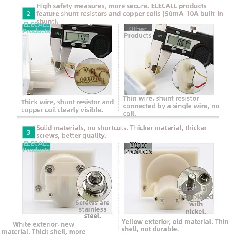 ELECALL 85C1-V DC voltmérő, panelre szerelt mutatóval, 1–3 kV mérési tartomány, ±2,5% pontosság