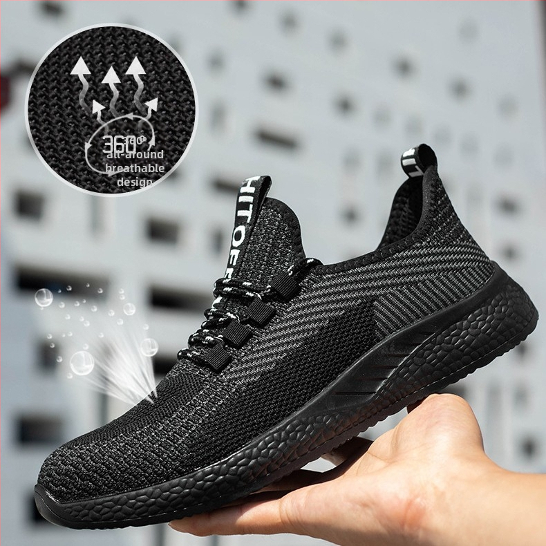 Unisex bezpečnostná obuv na stavebný priemysel, proti nárazu a prepichnutiu, priedušná vrchná časť Fly-Mesh, oceľová špička, ľahká a odolná