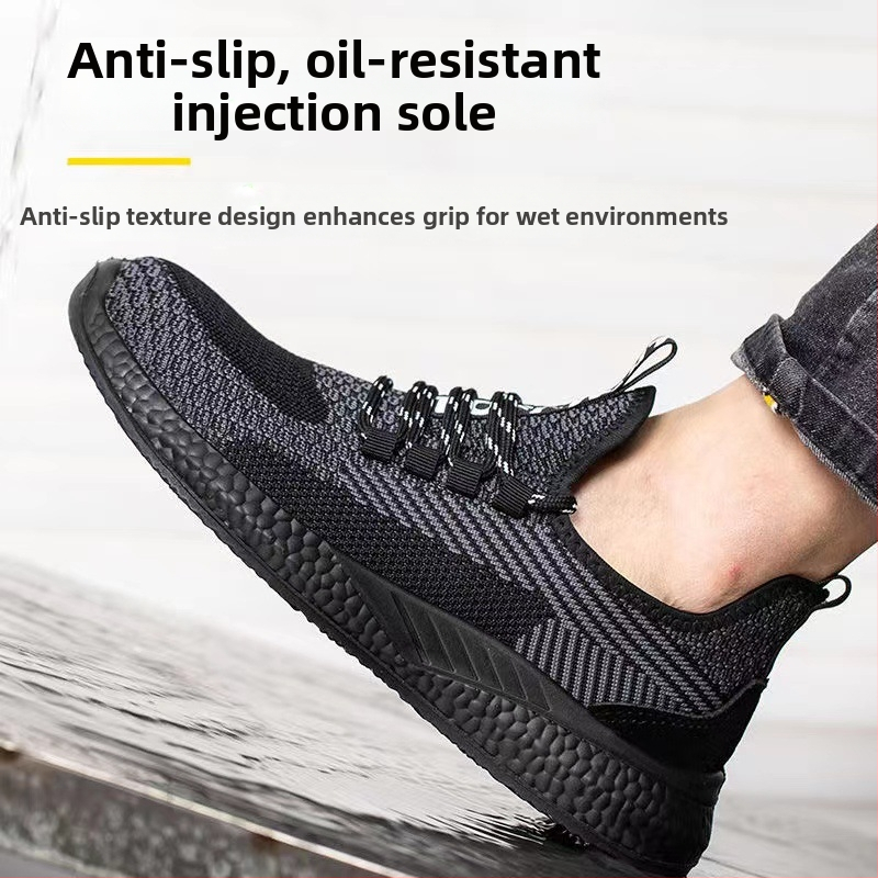 Unisex bezpečnostná obuv na stavebný priemysel, proti nárazu a prepichnutiu, priedušná vrchná časť Fly-Mesh, oceľová špička, ľahká a odolná