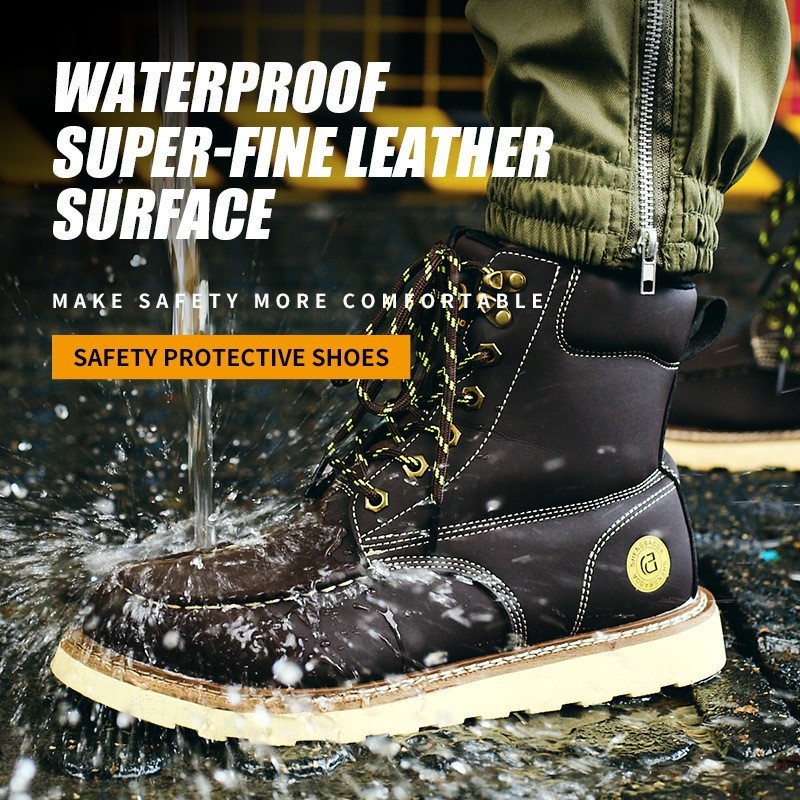 Ghete de protecție de lucru, cu vârf din oțel, înalte, anti-șoc, anti-perforație, rezistente la uzură și antiderapante pentru lucru în exterior