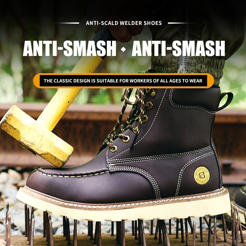 Ghete de protecție de lucru, cu vârf din oțel, înalte, anti-șoc, anti-perforație, rezistente la uzură și antiderapante pentru lucru în exterior