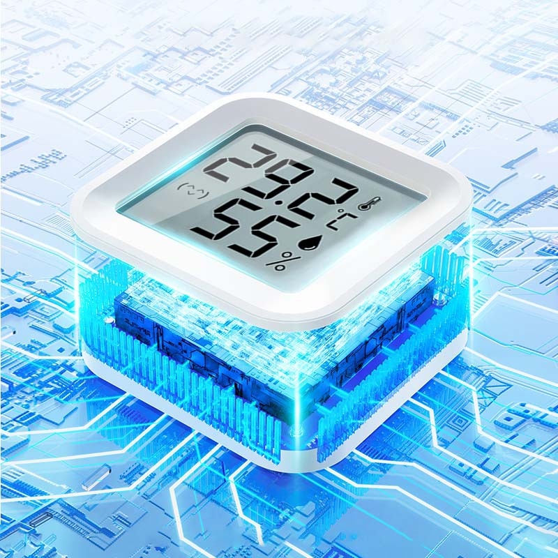 Mini unutarnji digitalni termometar-higrometar sa zaslonom osmijeha, ugrađena baterija, visoka preciznost, temperatura ±0.5°C, vlaga ±3%