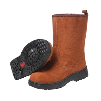 Ghete de siguranță pentru domenii petroliere și sudură, cu vârf din oțel, antișoc, anti-perforație, înalte, din piele de vită