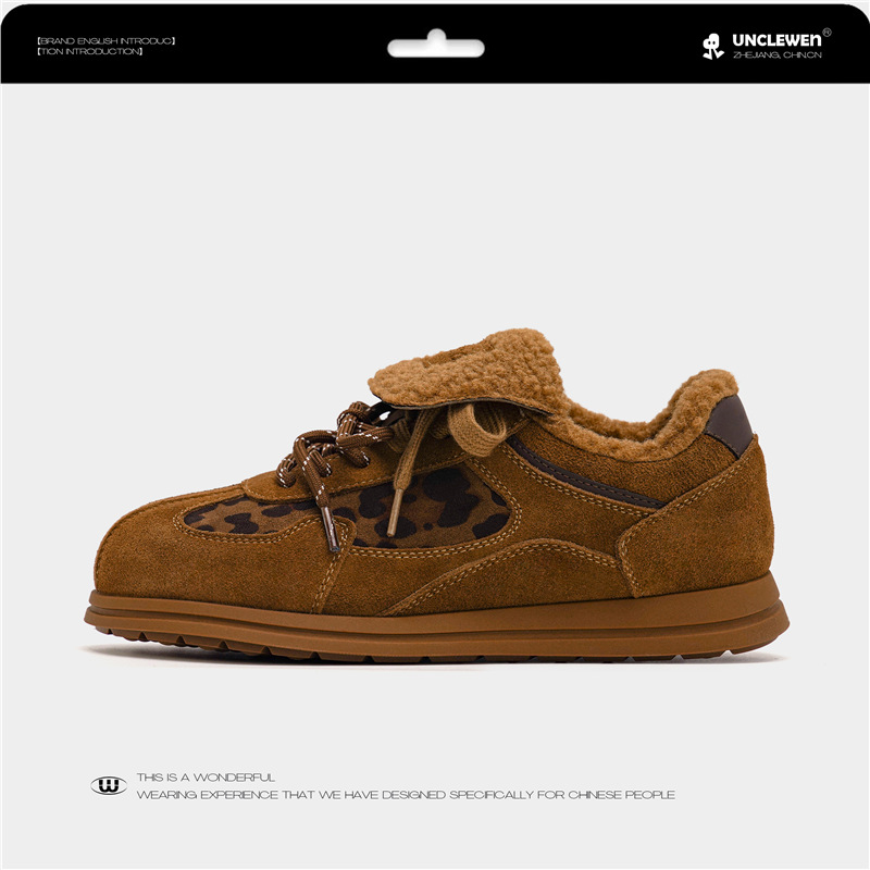 Adidași de iarnă pentru femei, cu căptușeală din bumbac și talpă groasă, plușată (Brand: Uncle Wen; Funcție: Electricity damage; Tip: Anti-șoc și anti-țepușare)