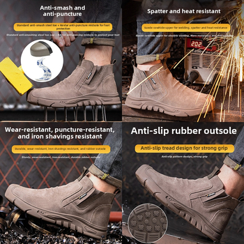 Pracovná obuv s oceľovou špičkou – proti nárazu a perforácii, protišmyková, odolná voči opotrebeniu, vysokoteplotná odolnosť