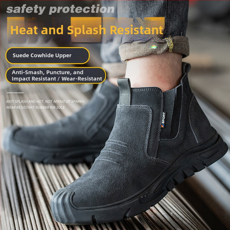 Pracovná obuv s oceľovou špičkou – proti nárazu a perforácii, protišmyková, odolná voči opotrebeniu, vysokoteplotná odolnosť