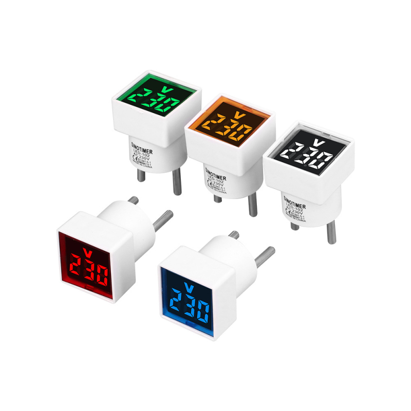 Kvadratni europski standardni utikač – kućni digitalni voltmetar s LED indikatorom, AC230V/220V, LED-102, SINOTIMER