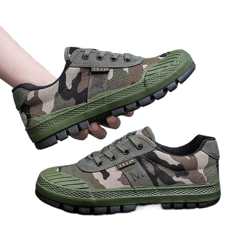 Pantofi de antrenament din pânză camuflată, unisex, cu talpă anti-derapare, rezistenți la uzură, cu partea superioară de înălime medie, anti-perforație