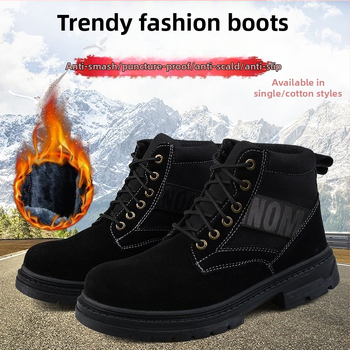 Bezpečnostná pracovná obuv - stredne vysoká, oceľová špička, velúr hovädzej kože, proti nárazu, proti perforácii