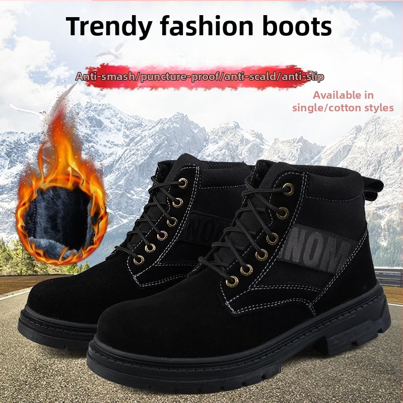 Bezpečnostná pracovná obuv - stredne vysoká, oceľová špička, velúr hovädzej kože, proti nárazu, proti perforácii