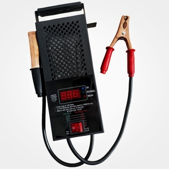 Дигитален тестер за автомобилни батерии – измерване на ток 0-120 A, напрежение 0-12 V, вътрешно съпротивление 0-0.025 Ω, температура -50 до 50 °C, захранване 12 V