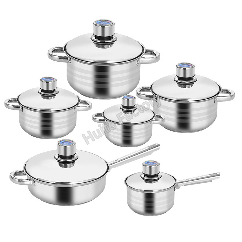 Romcaper Δώδεκα μερών σετ κατσαρολών με γυάλινα καπάκια, αντικολλητική επίστρωση, κατασκευή από ανοξείδωτο χάλυβα 410/430, συμβατή με όλες τις εστίες